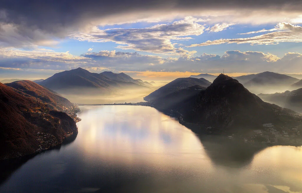 Lac de Lugano, Suisse, Italie